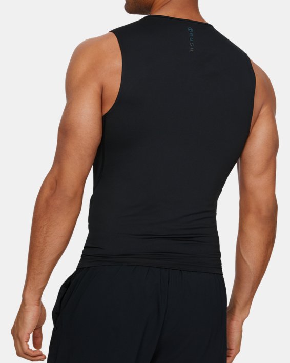 Men's UA RUSH™ Compression Sleeveless in Black image number 2